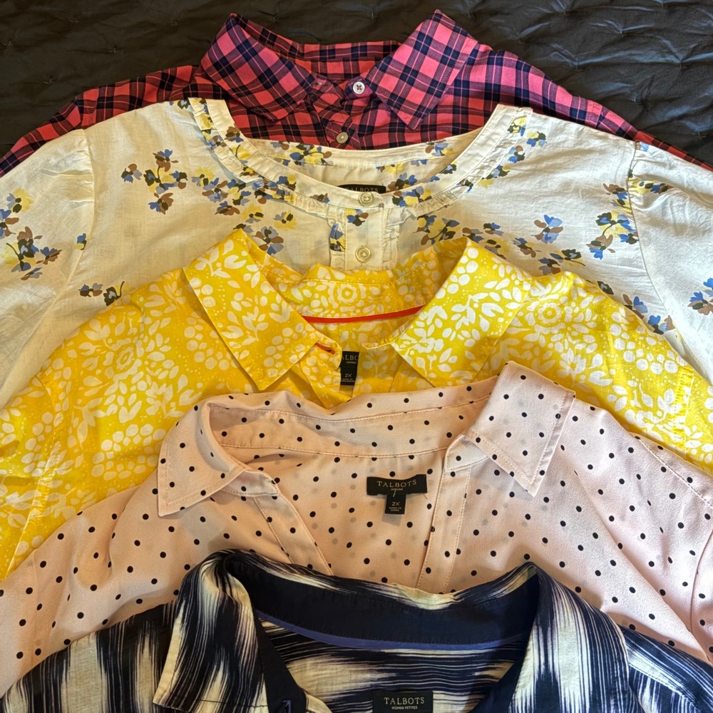 Lot of 8 Talbots 2X Button Up shirts Long Sleeve Plaid, Floral, Polka Dot, - Picture 3 of 7